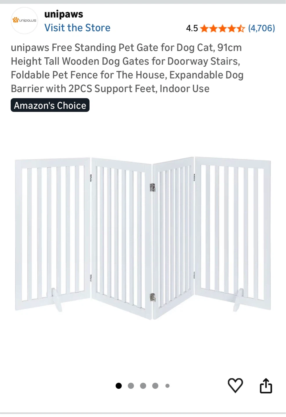 Unipaws Free Standing Pet Gate - White - photo 3