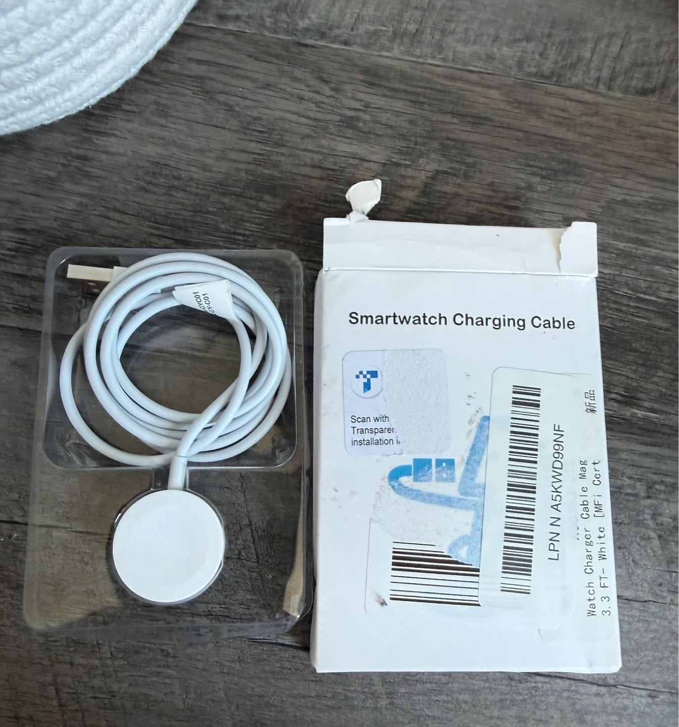 Smartwatch Charging Cable - White, 3.3 FT