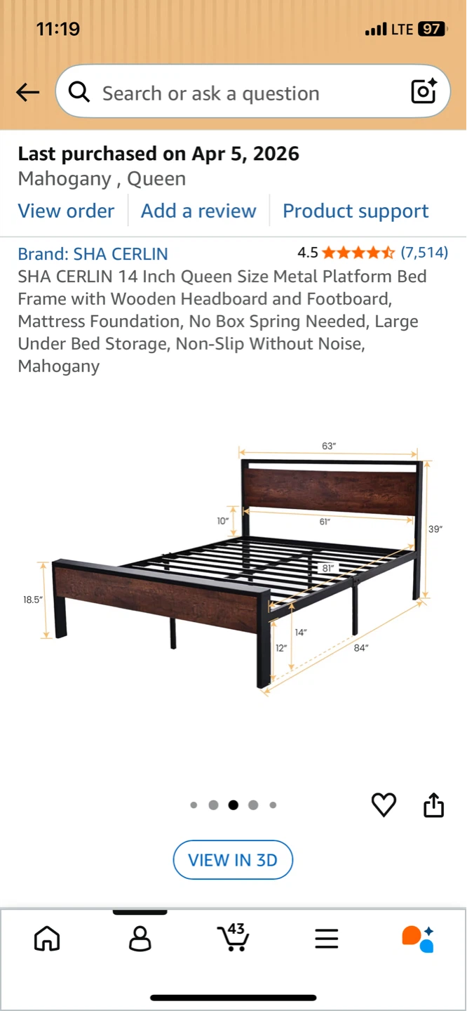 Brand New Queen Bed Frame (Mahogany) – Still in Box - photo 2