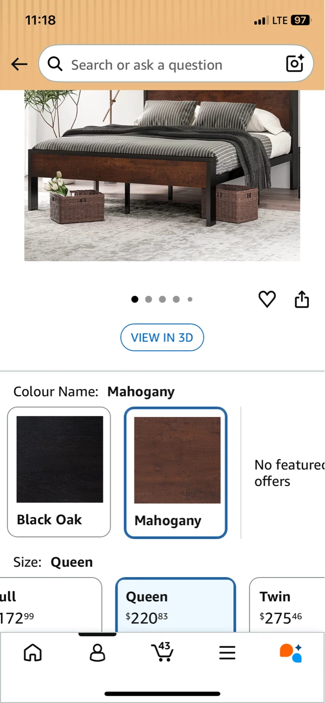 Brand New Queen Bed Frame (Mahogany) – Still in Box