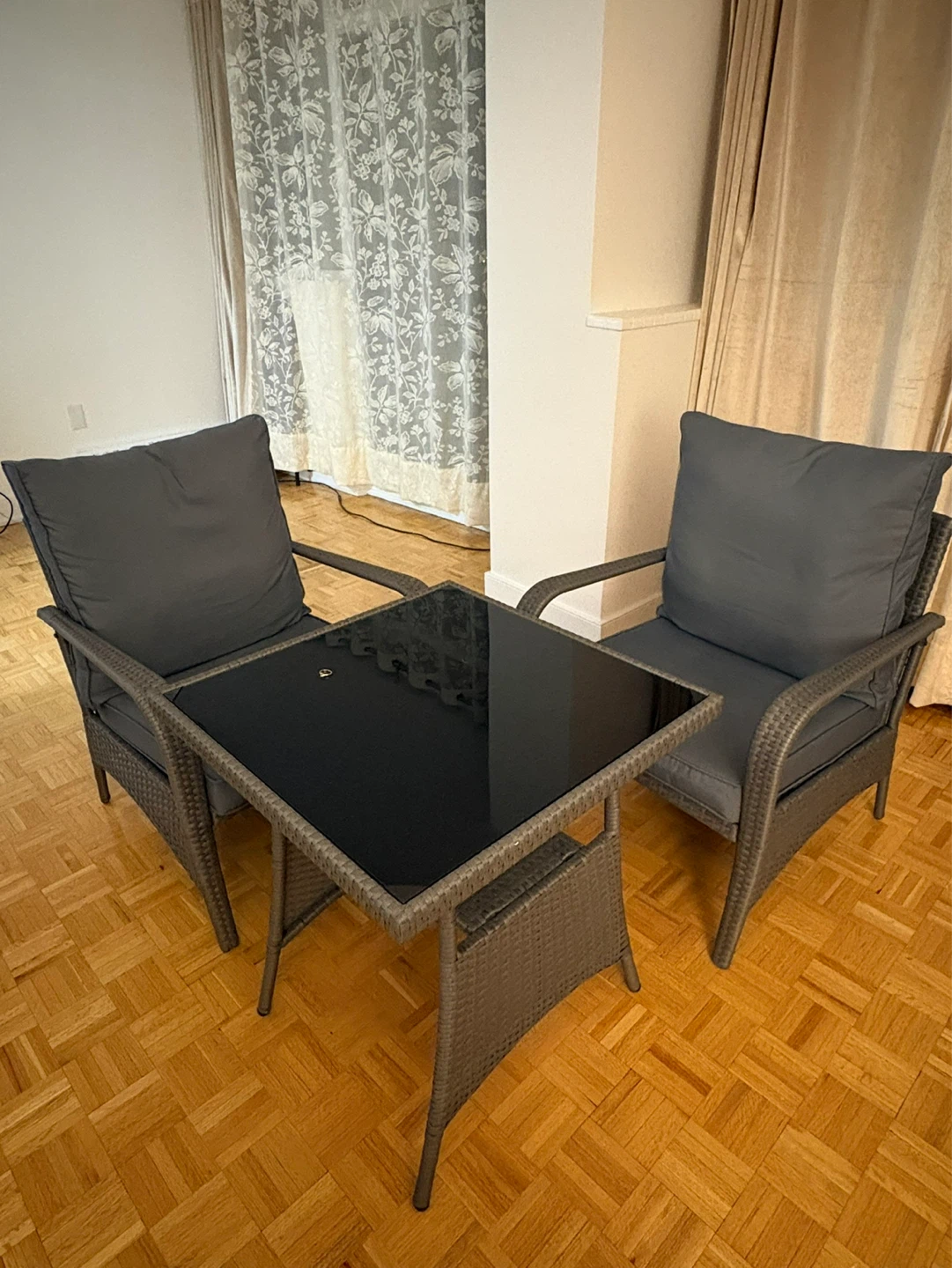 Wicker Patio Set with Glass Top Table and 2 Chairs - photo 4