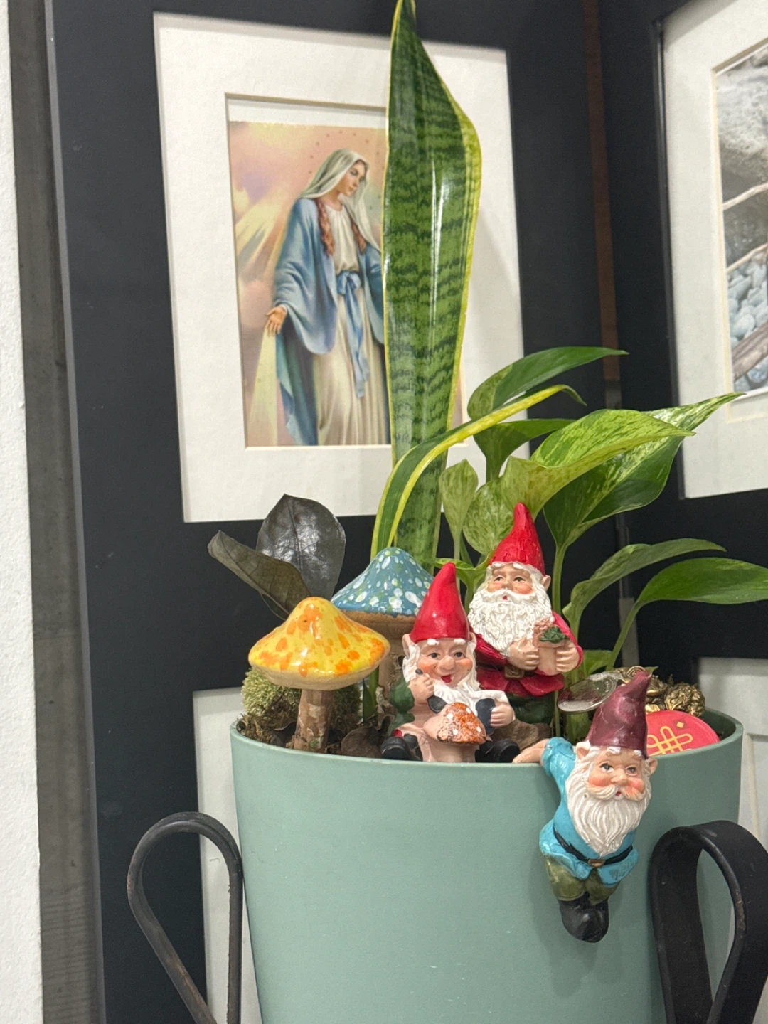 Garden Gnome and Mushroom Planter Decor Set