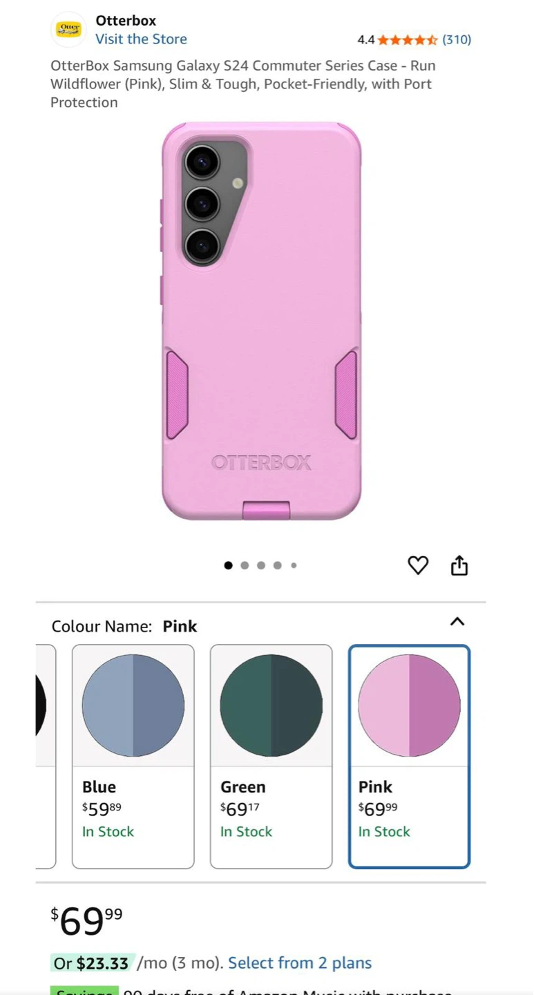 OtterBox Commuter DROP+ Case for Samsung Galaxy S24 - Pink - photo 3