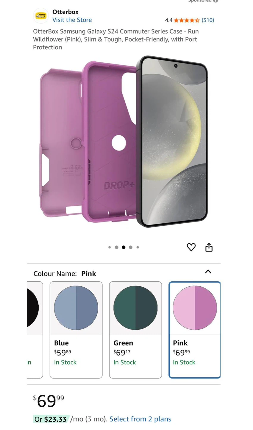 OtterBox Commuter DROP+ Case for Samsung Galaxy S24 - Pink - photo 4