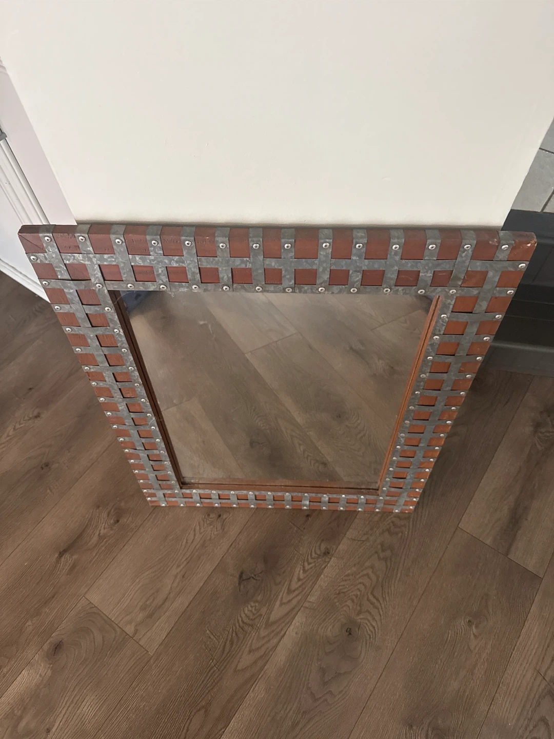 Decorative Wall Mirror with Wood and Metal Frame
