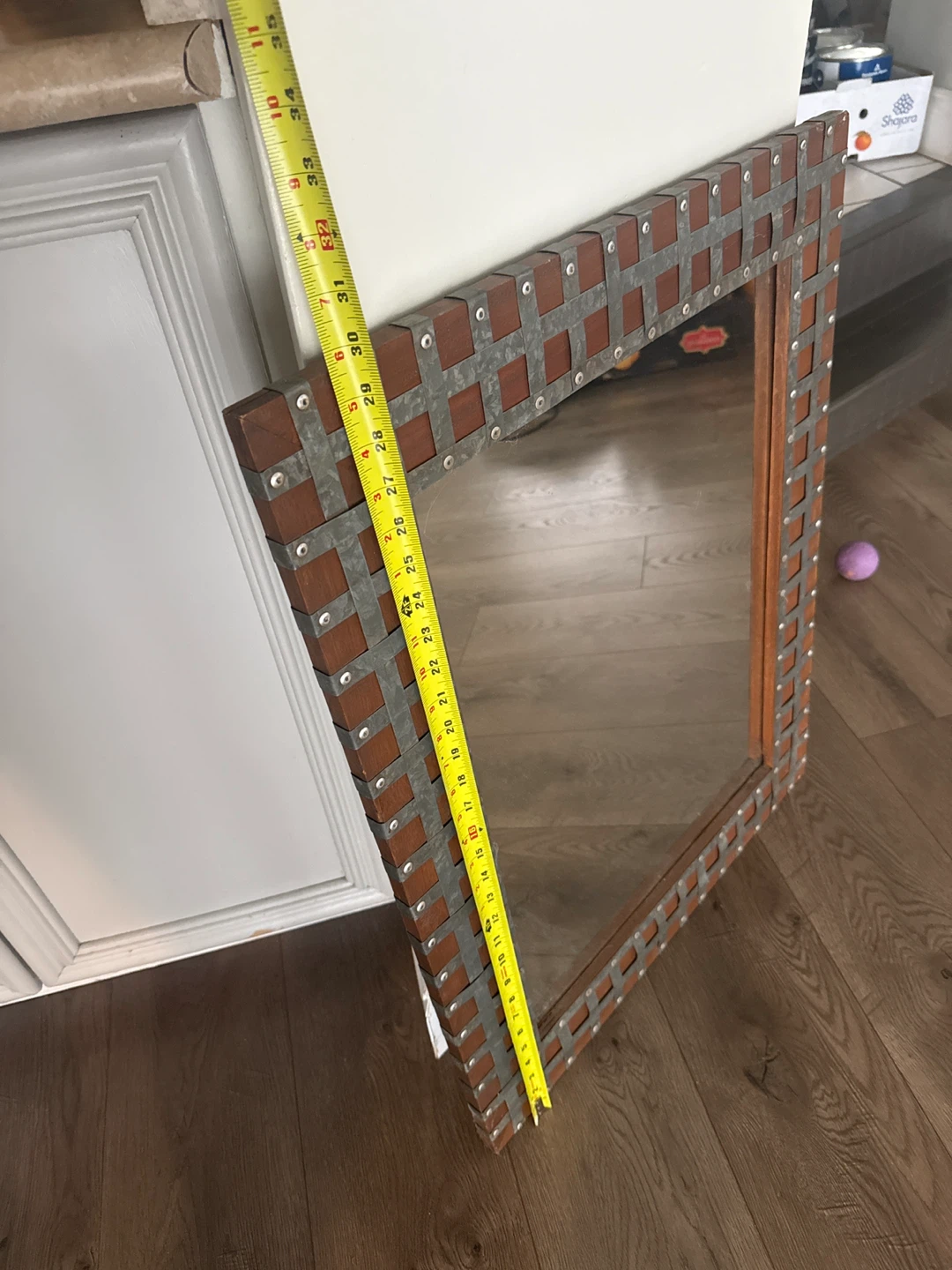 Decorative Wall Mirror with Wood and Metal Frame - photo 3