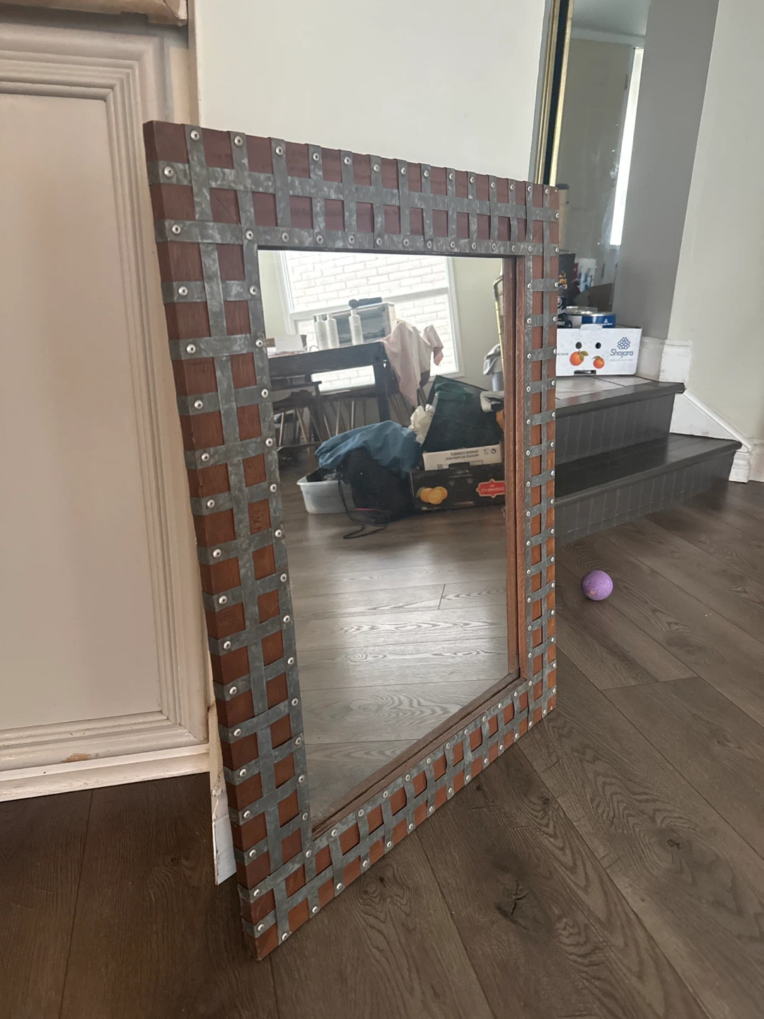 Decorative Wall Mirror with Wood and Metal Frame - photo 2