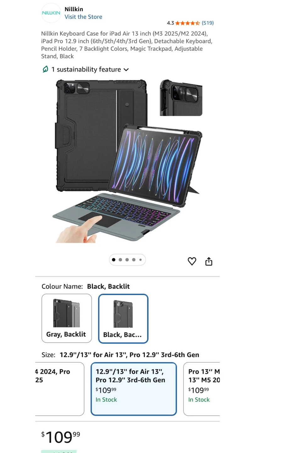Nillkin Bumper Combo Keyboard Case for iPad Pro 12.9" / Air 13" - photo 5