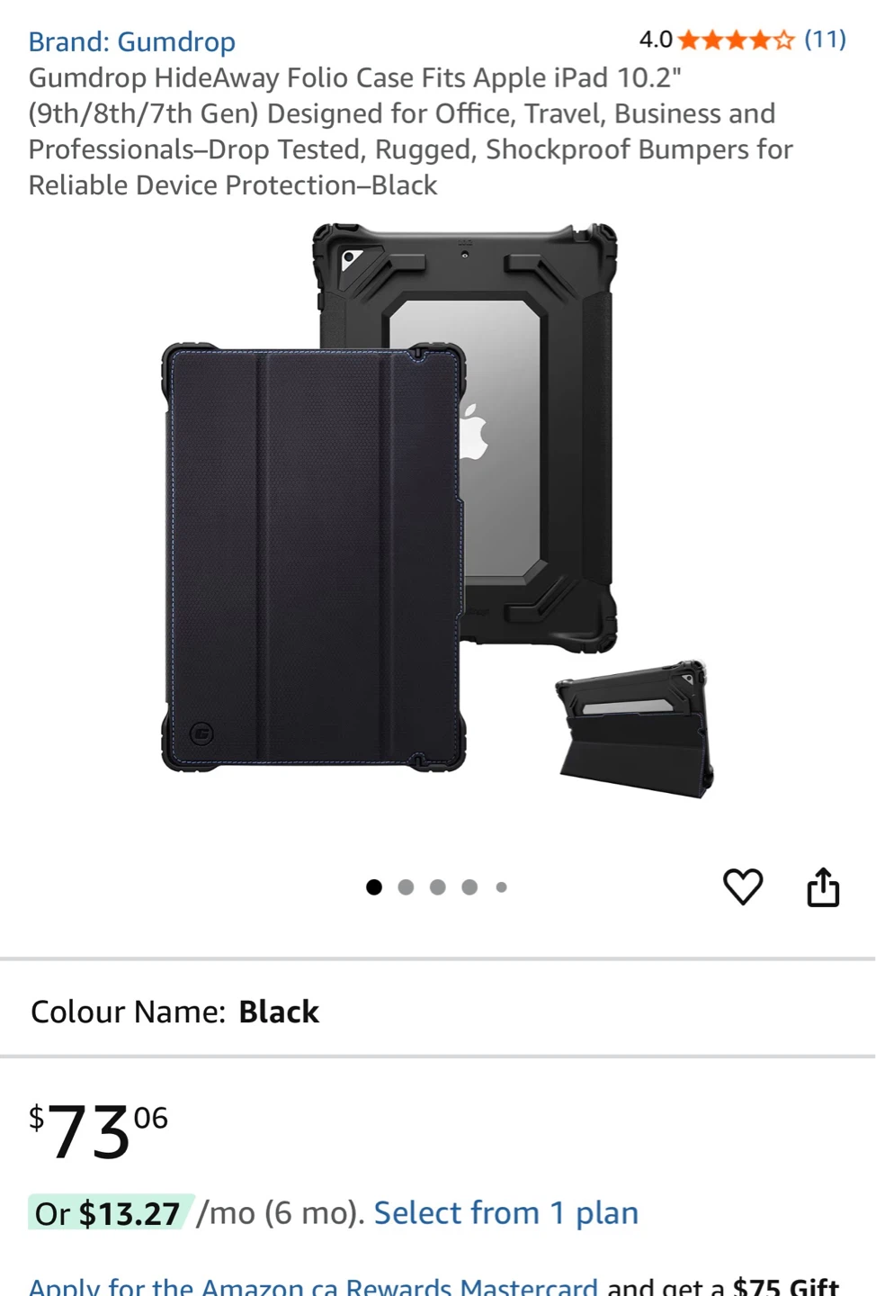 Gumdrop HideAway Folio Case for iPad 10.2" (7th/8th Gen) - Black - photo 5