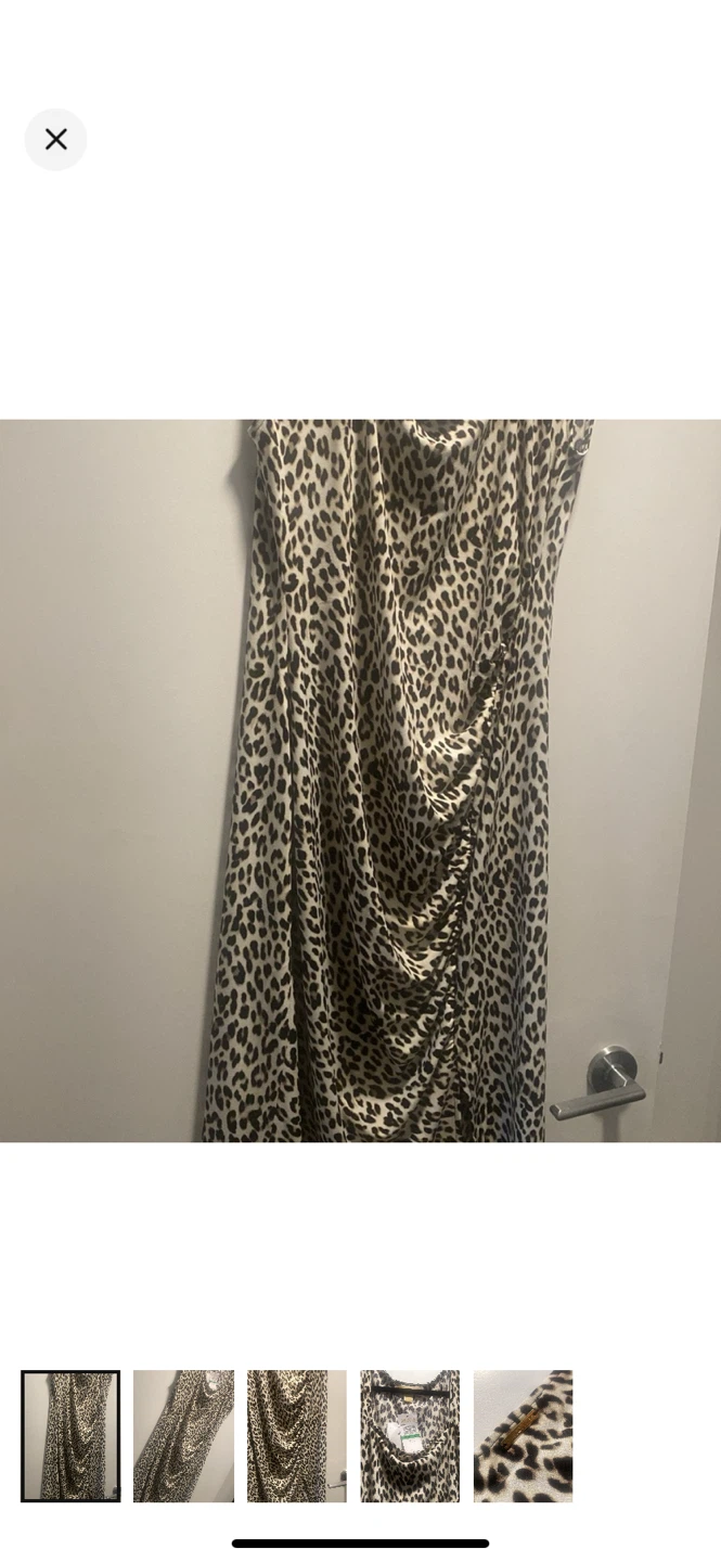 Michael Kors Leopard Print Ruched Dress Size 10