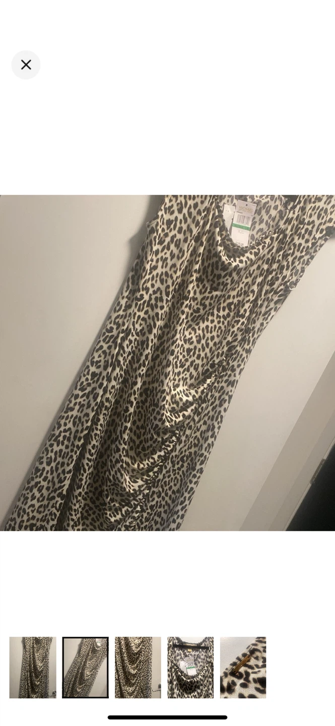 Michael Kors Leopard Print Ruched Dress Size 10 - photo 2