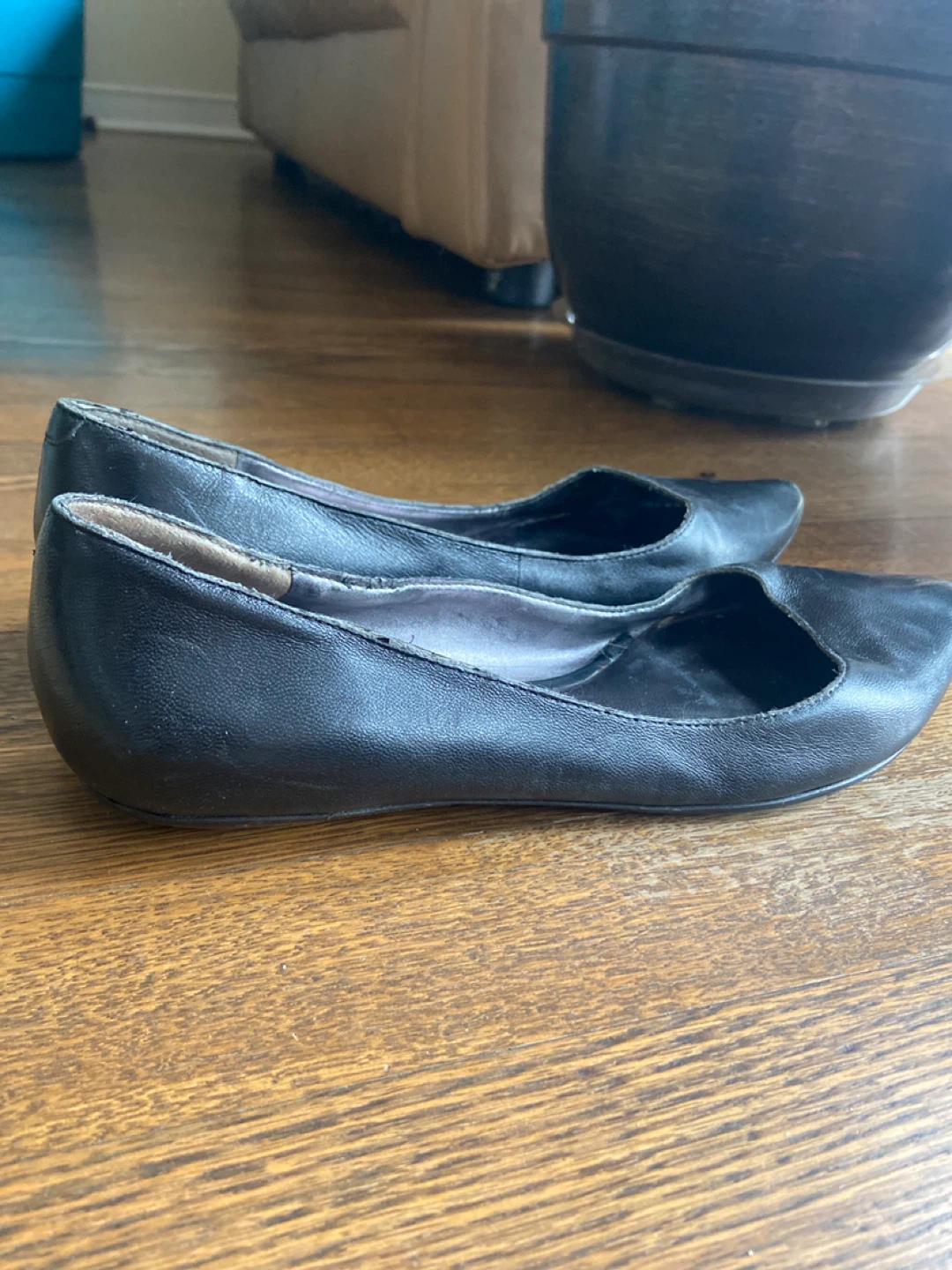 Nine West Black Leather Ballet Flats