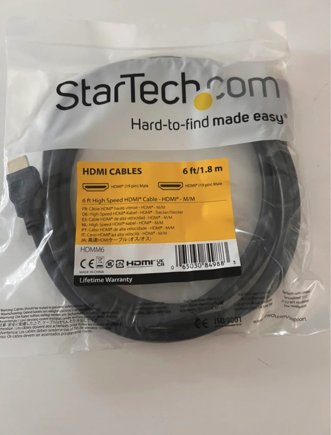 6 ft High Speed HDMI Cable - HDMI (19 pin) Male - HDMM6