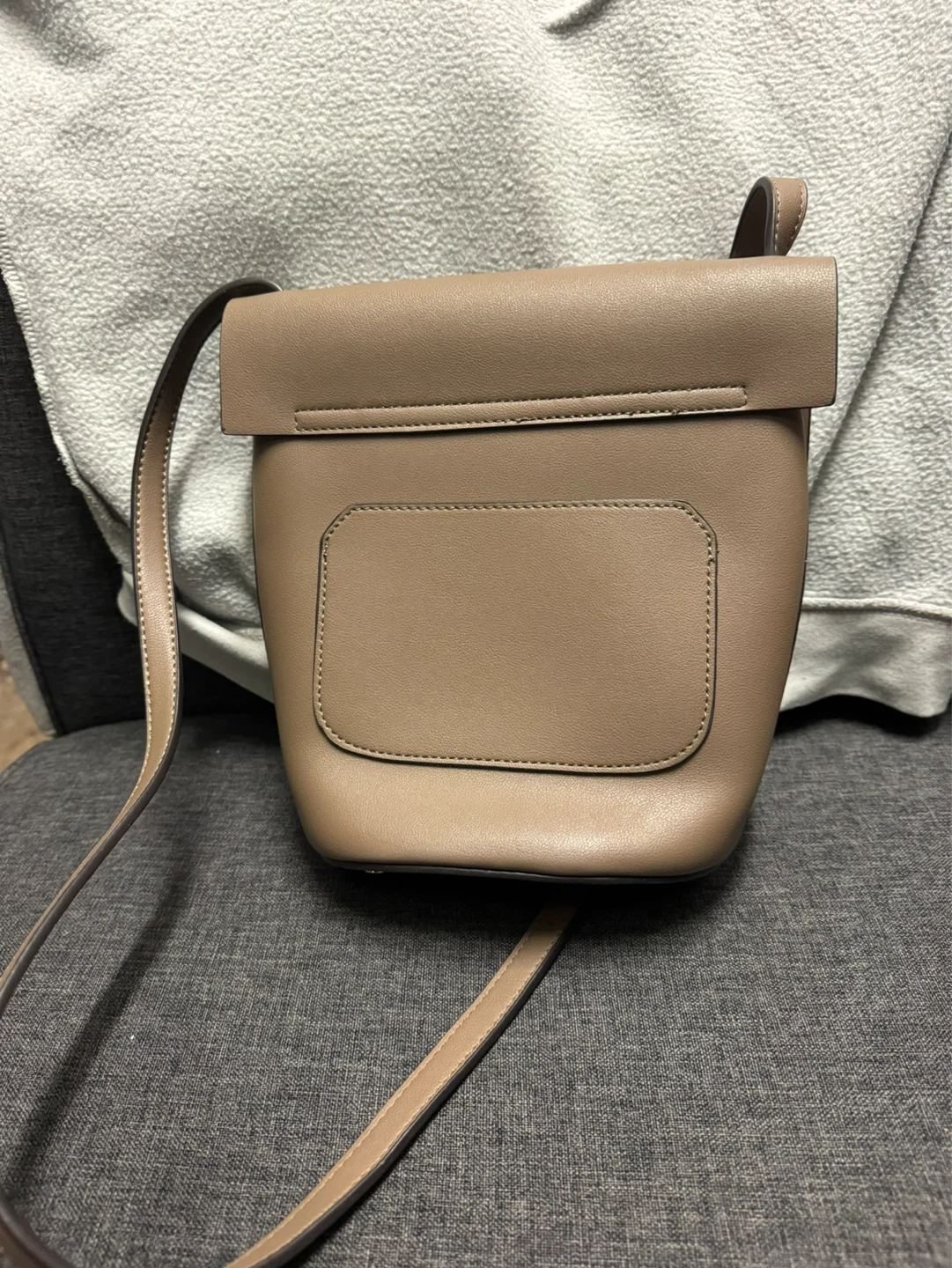 Expressions NYC Taupe Leather Bucket Bag - photo 2