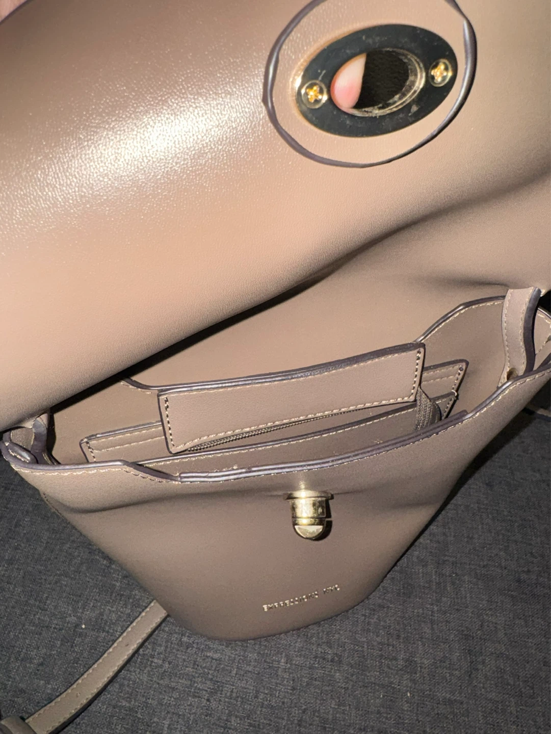 Expressions NYC Taupe Leather Bucket Bag - photo 4