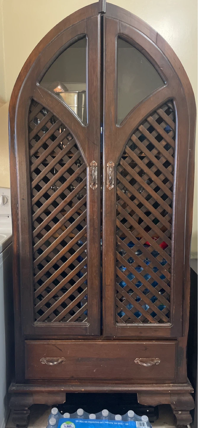 Wooden Bar Cabinet with Glass Doors - photo 2