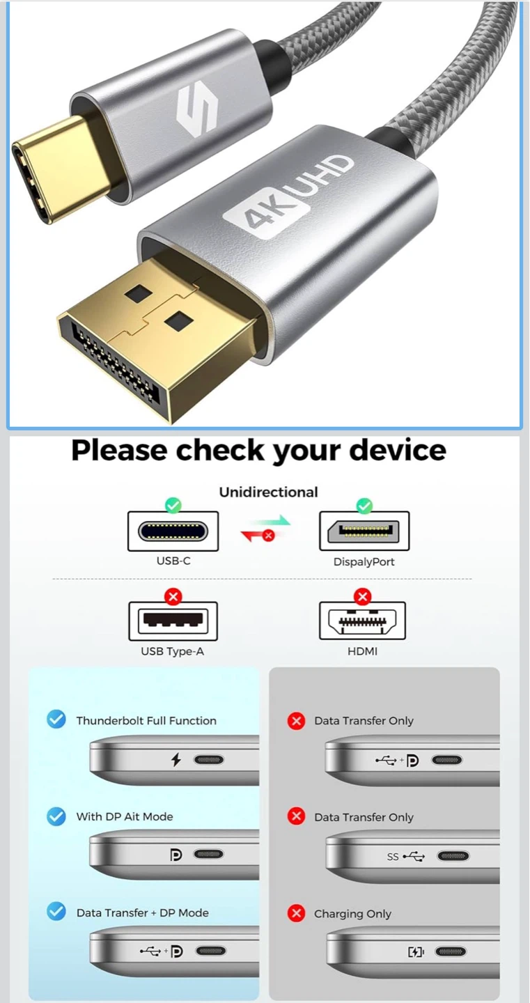 USB-C to DisplayPort 8K Cable, brand new - photo 2