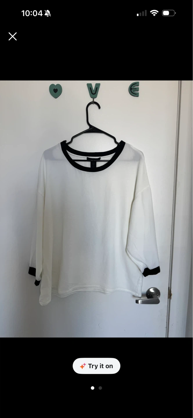 Maison Clicquot White & Black Trim Top - Size M - photo 2