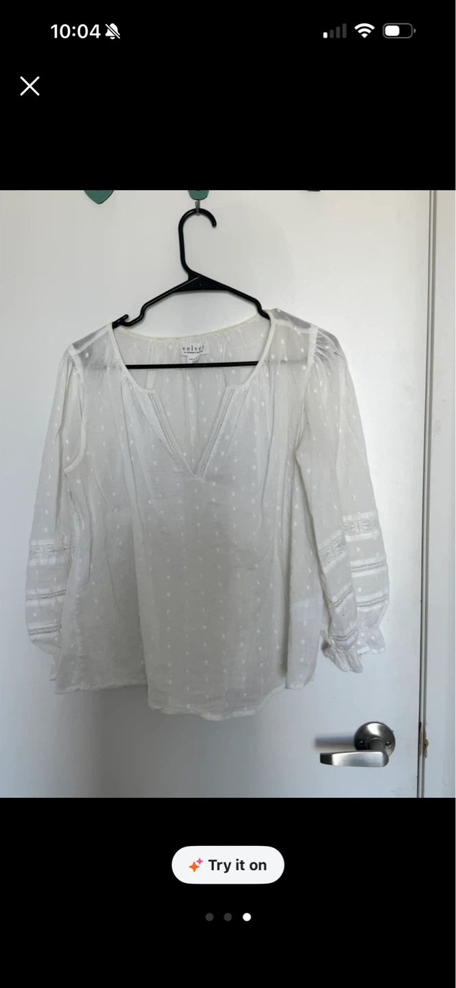 Velvet by Graham & Spencer White Dot Blouse Size S - photo 2