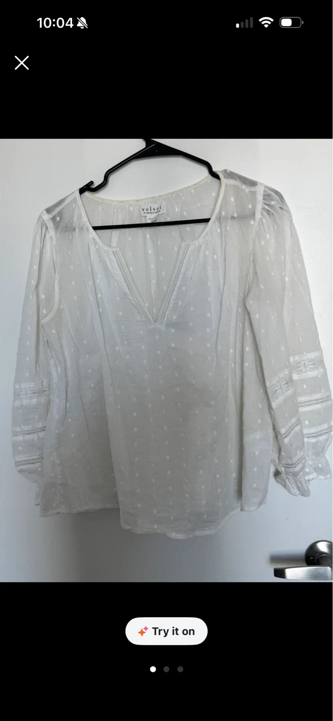 Velvet by Graham & Spencer White Dot Blouse Size S - photo 3