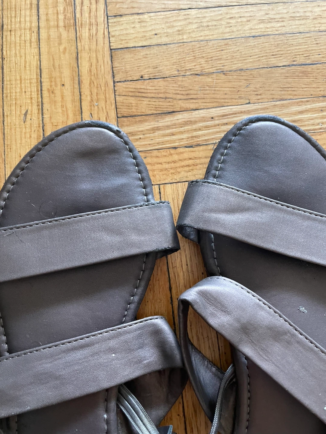 Bronze Leather-Look Sandals - Size 8