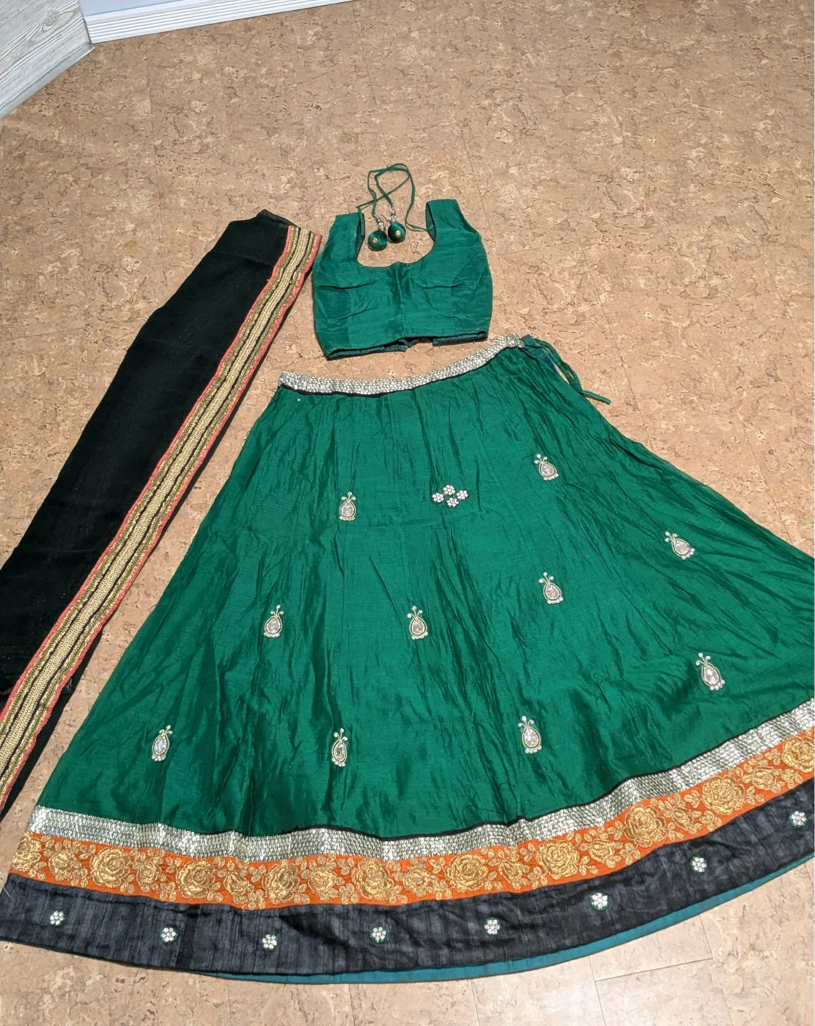 Green Lehenga Choli Set with Dupatta