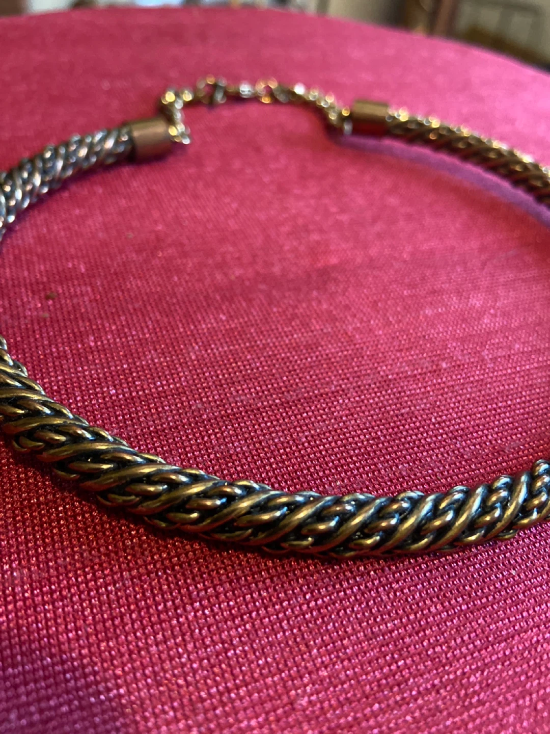Twisted Rope Style Choker Necklace - Antiqued Brass Tone - photo 2
