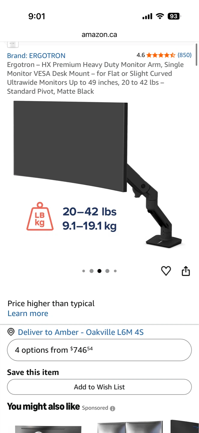 Black Monitor Desk Mount Arm (plate optional)