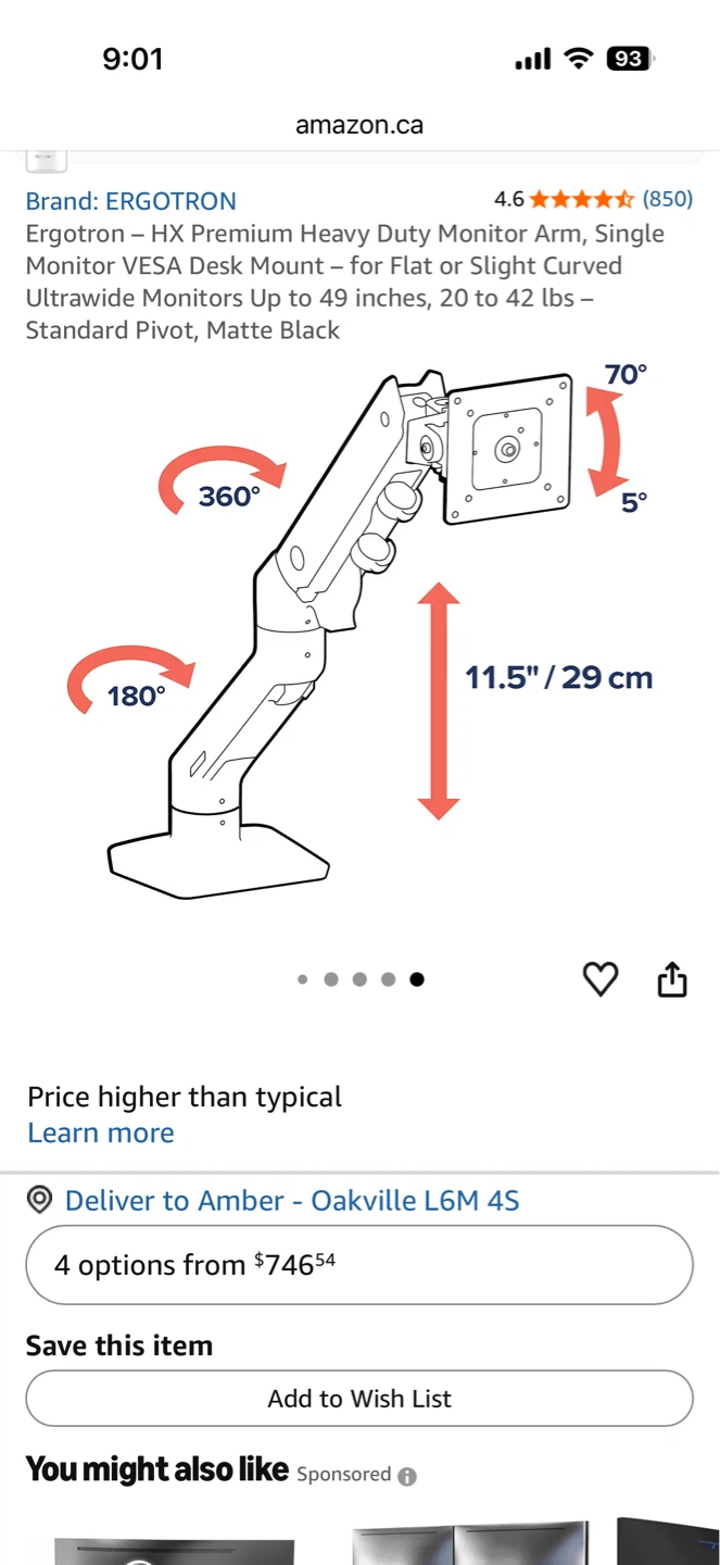 Black Monitor Desk Mount Arm (plate optional) - photo 4