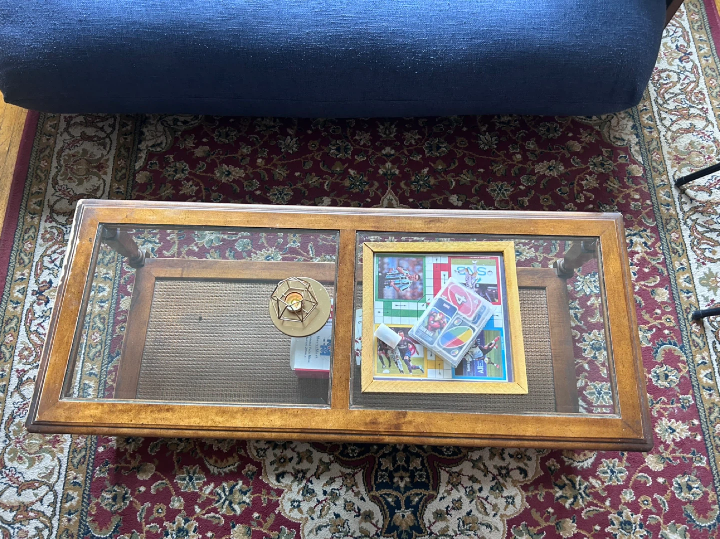 Wooden Coffee Table with Glass Top