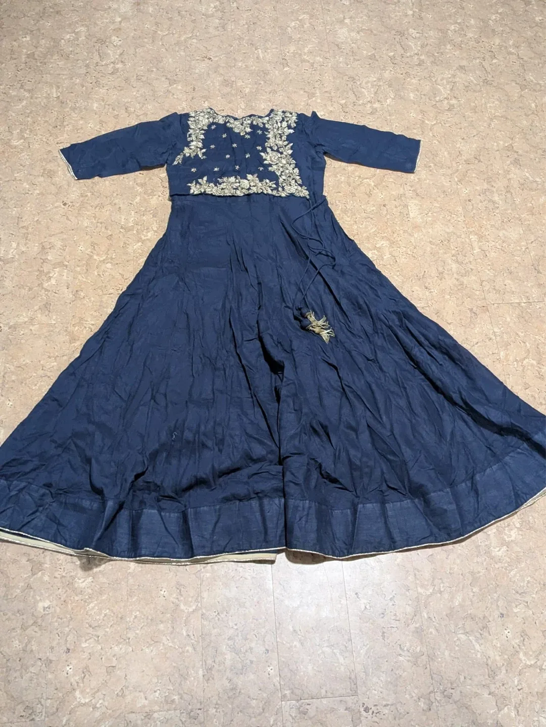 Navy Blue Embroidered Anarkali Dress