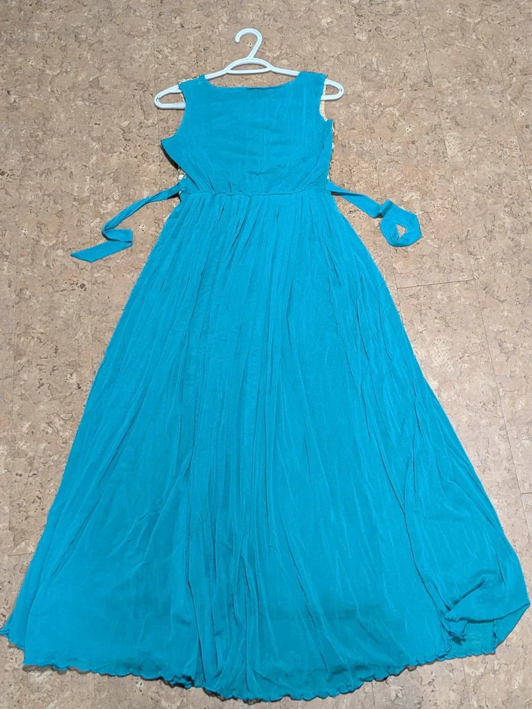 Teal Maxi Dress with Gold Embellishment - photo 2