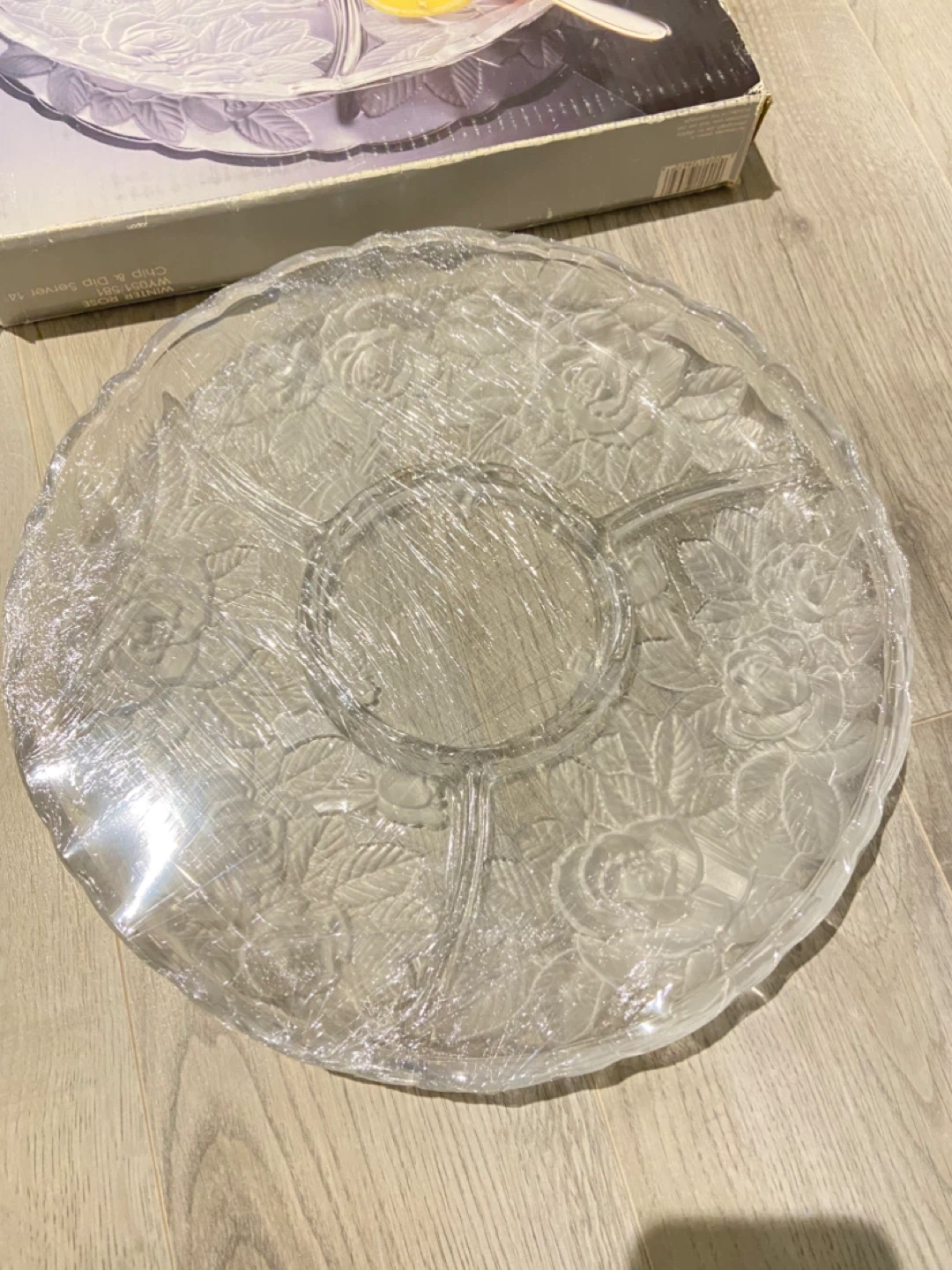 Clear Rose Embossed Chip & Dip Server Platter - photo 2