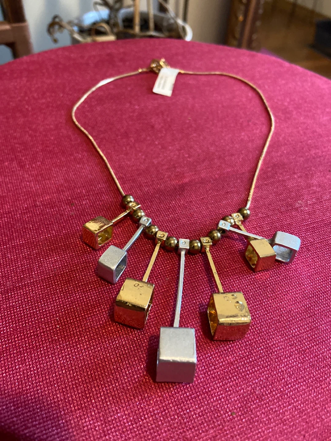 Geometric Cube Pendant Necklace
