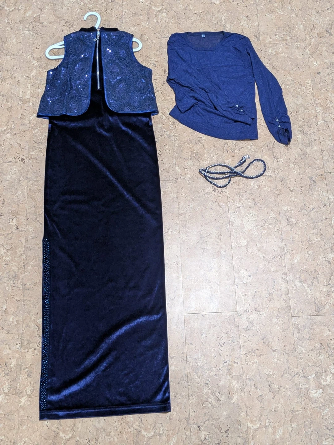 Western Navy Blue Velvet Dress and Matching Top - photo 2