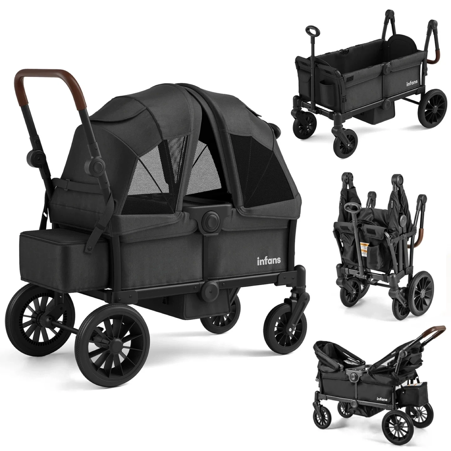 Infans Double Stroller Wagon with Canopy
