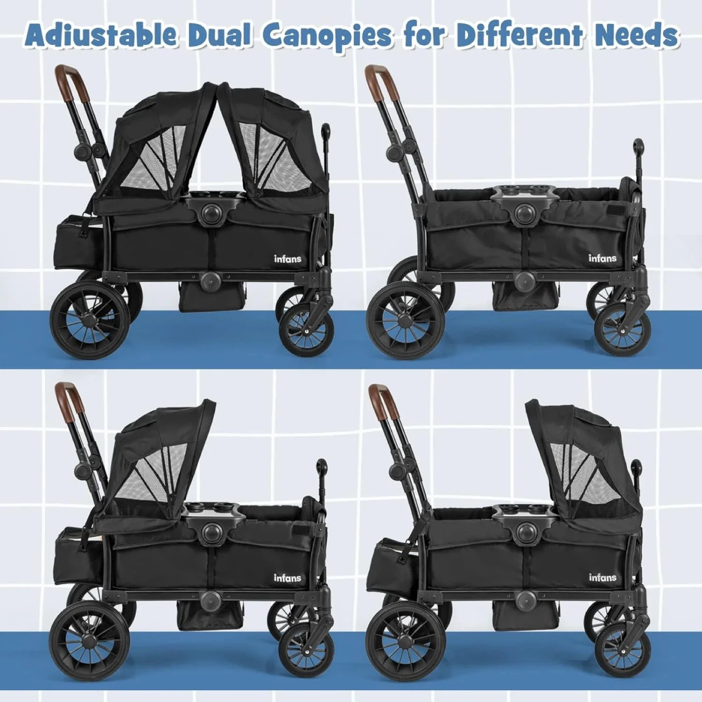 Infans Double Stroller Wagon with Canopy - photo 2