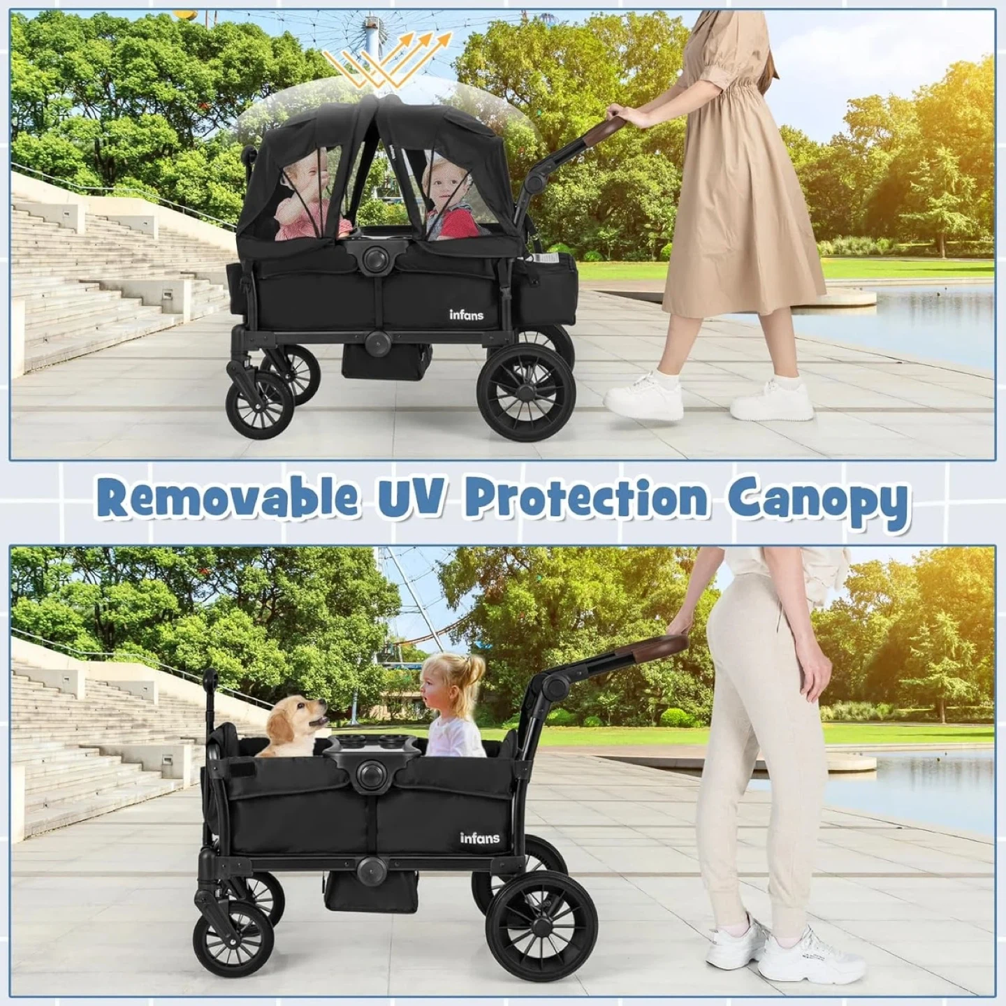 Infans Double Stroller Wagon with Canopy - photo 3