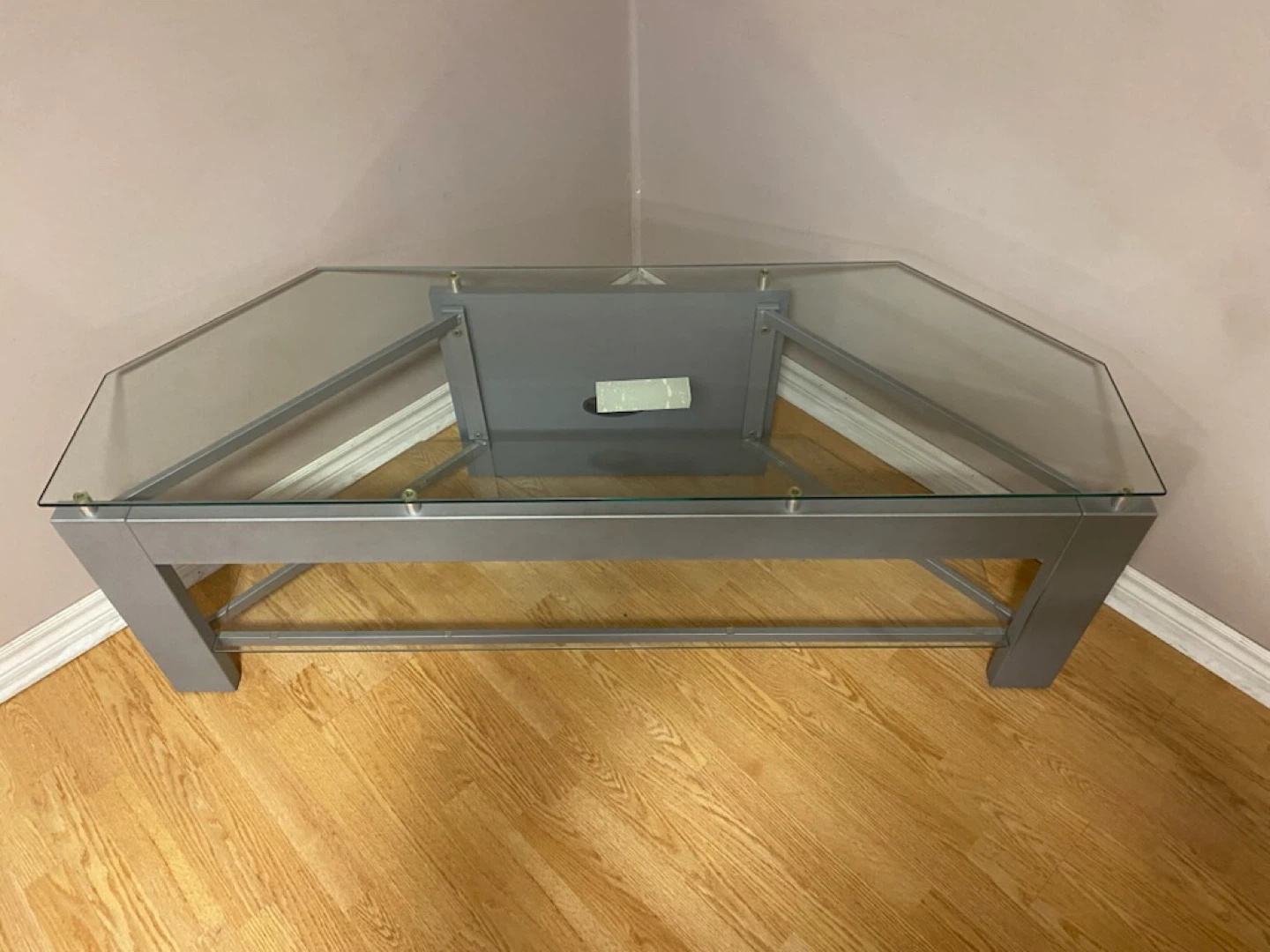Corner TV Stand with Glass Shelves - photo 2