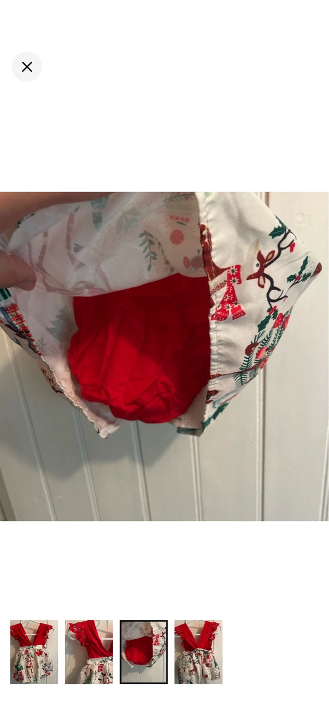 Toddler Christmas Dress - Red & White Reindeer Print - photo 3