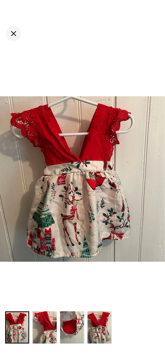 Toddler Christmas Dress - Red & White Reindeer Print