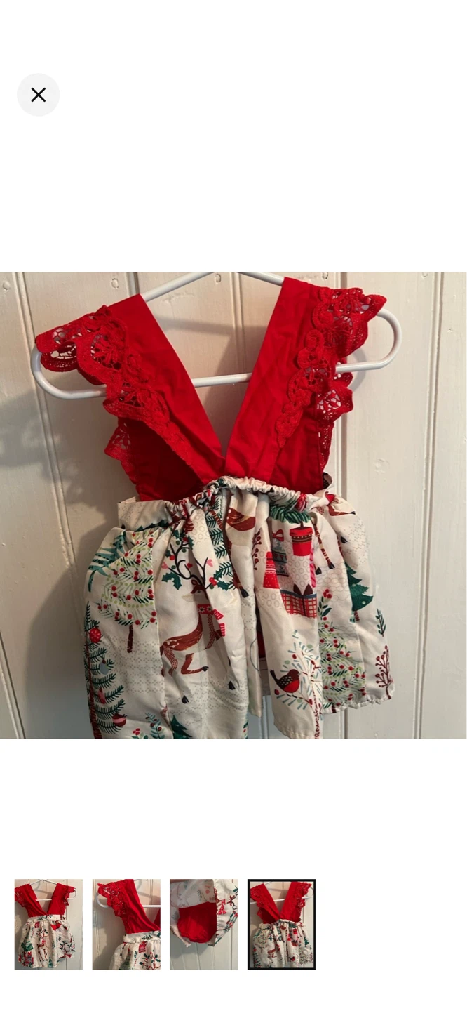 Toddler Christmas Dress - Red & White Reindeer Print - photo 4