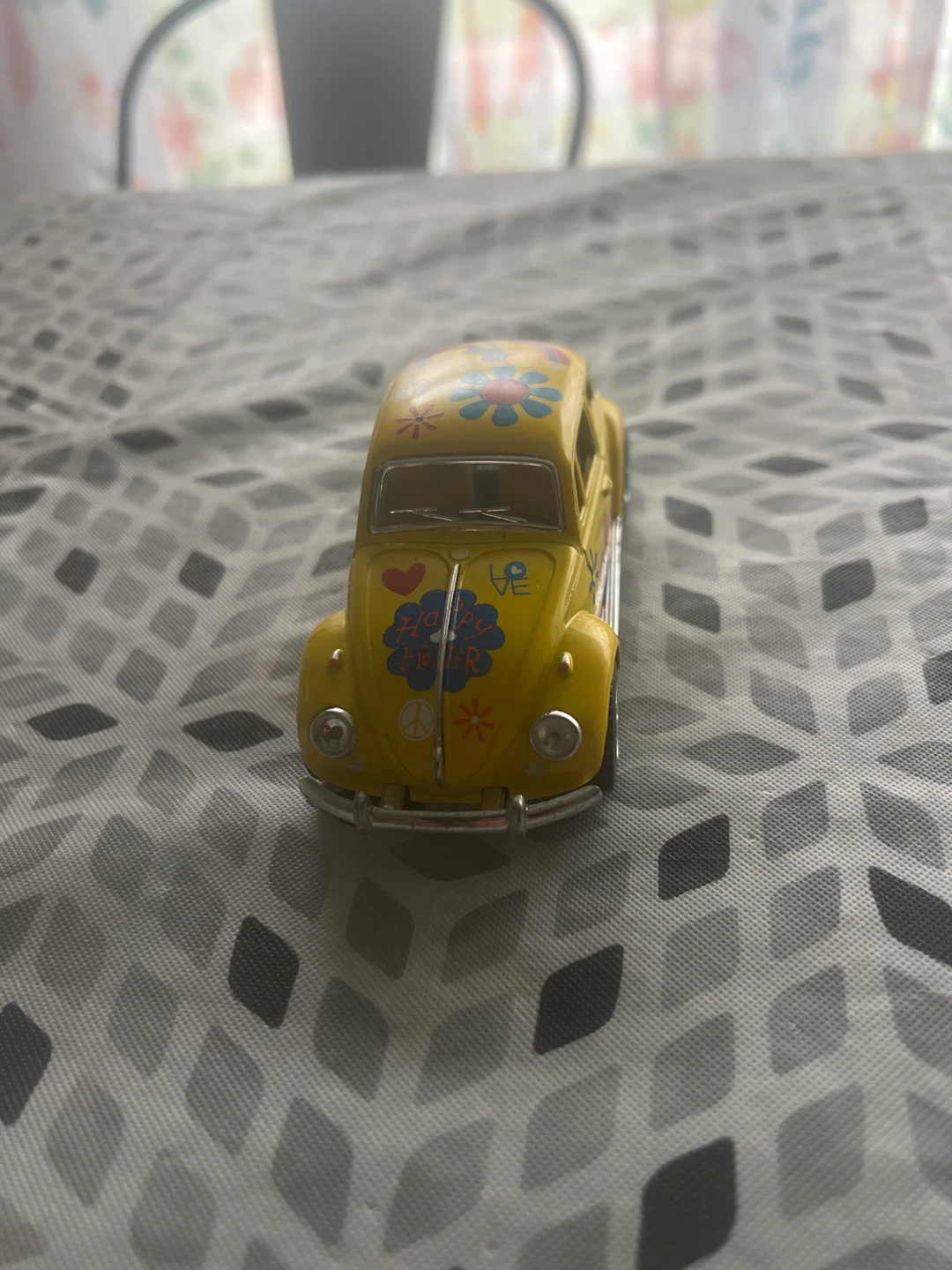 Yellow VW Beetle Toy Car with Flower Decals - photo 2