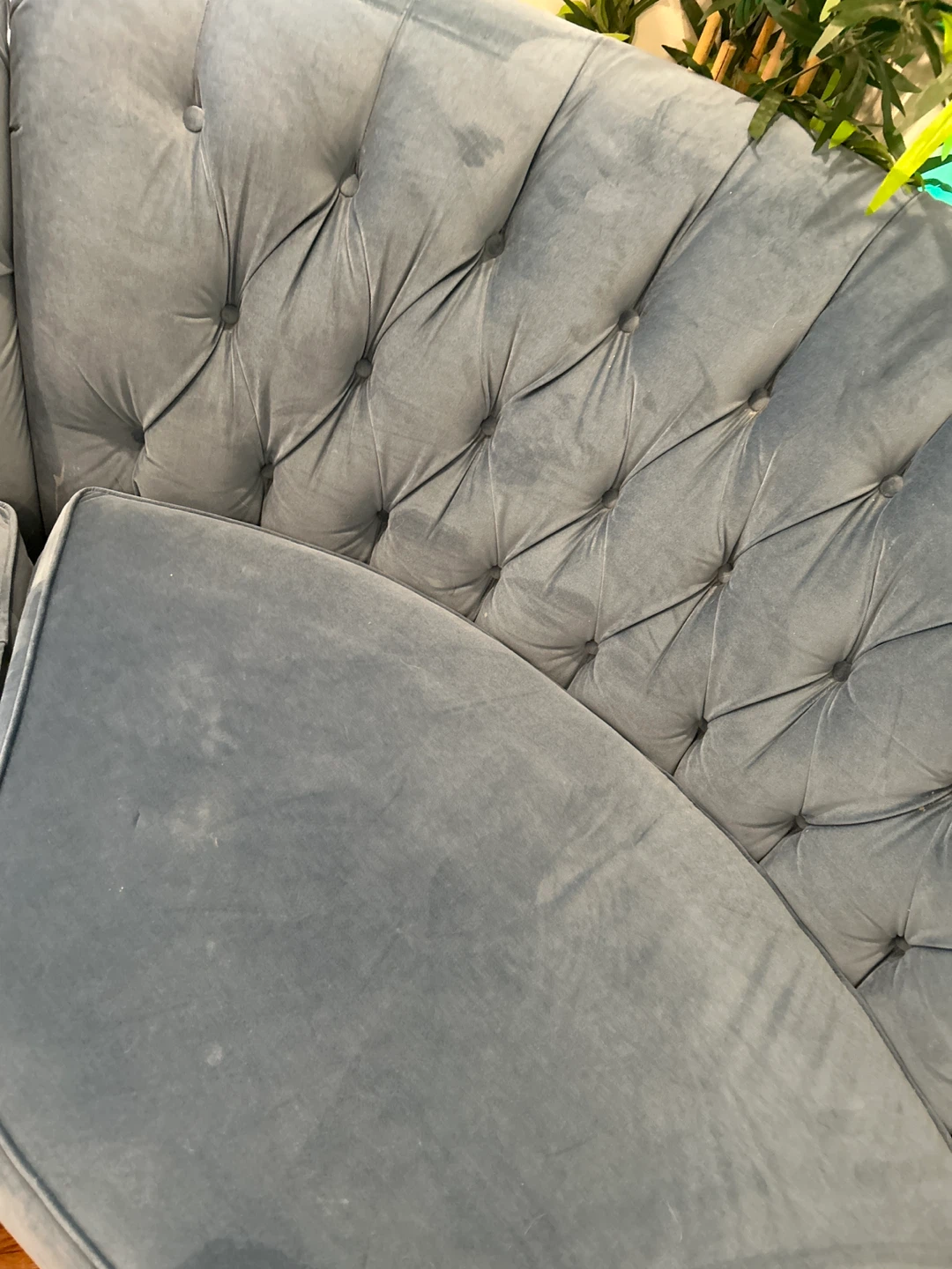 Blue Velvet Tufted Sectional Sofa - photo 2