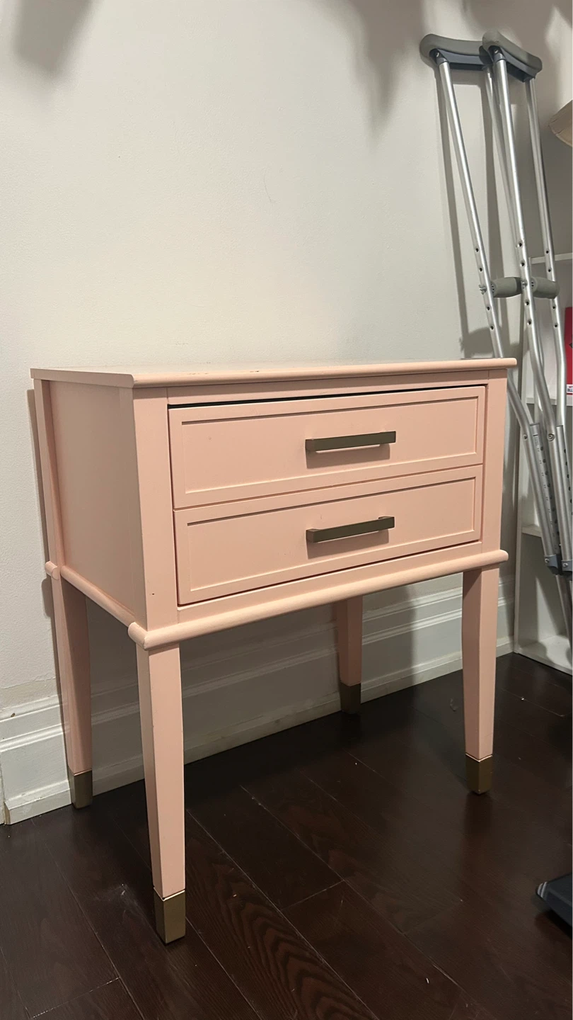 Large 24” Pink Nightstand with one Drawer - photo 4