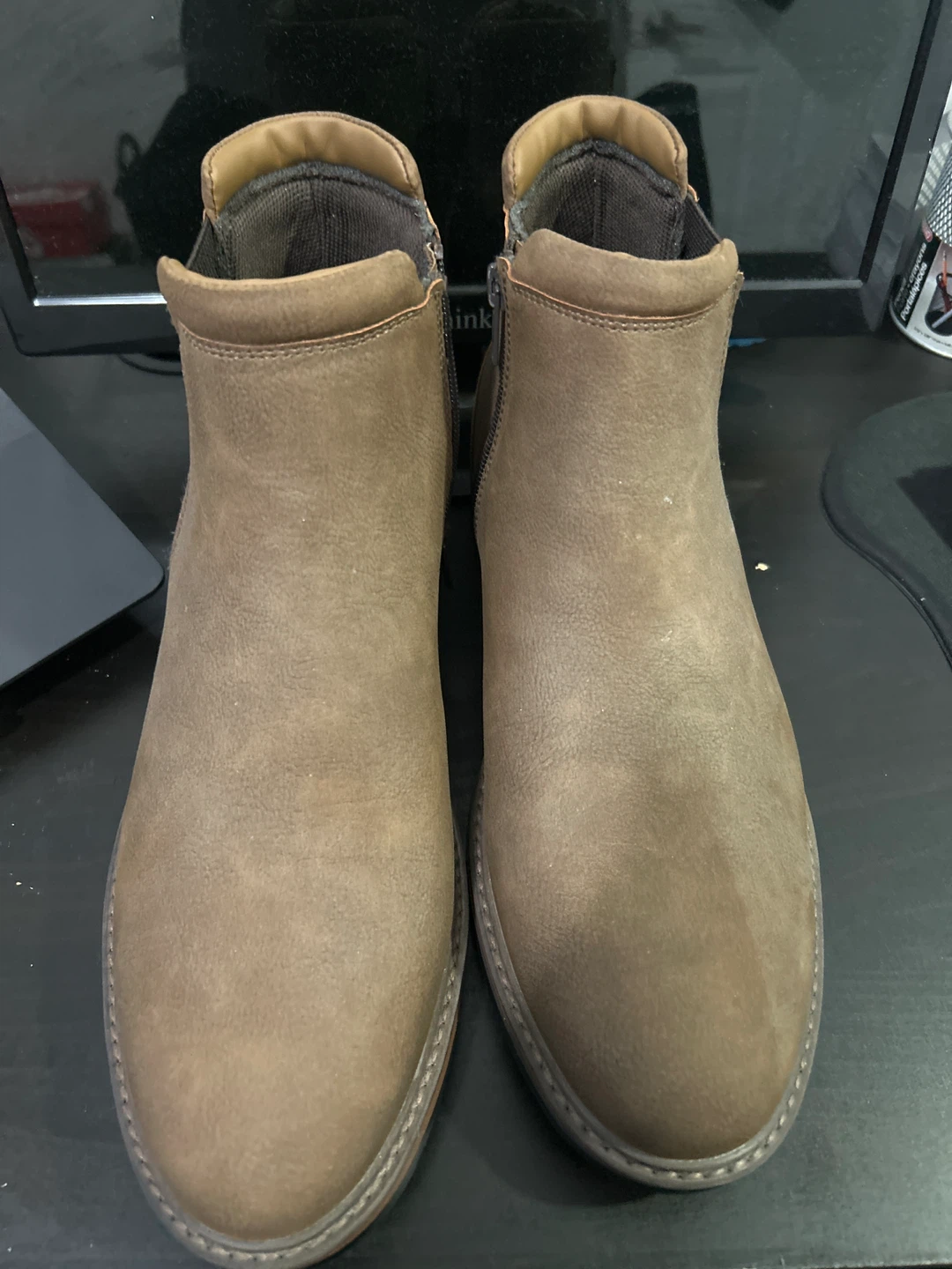 Perry Ellis Brown Leather Chelsea Boots - Size 10