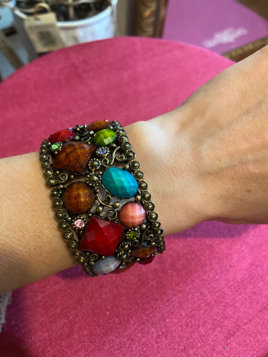 Multicolour Gemstone Bangle Bracelet - photo 5