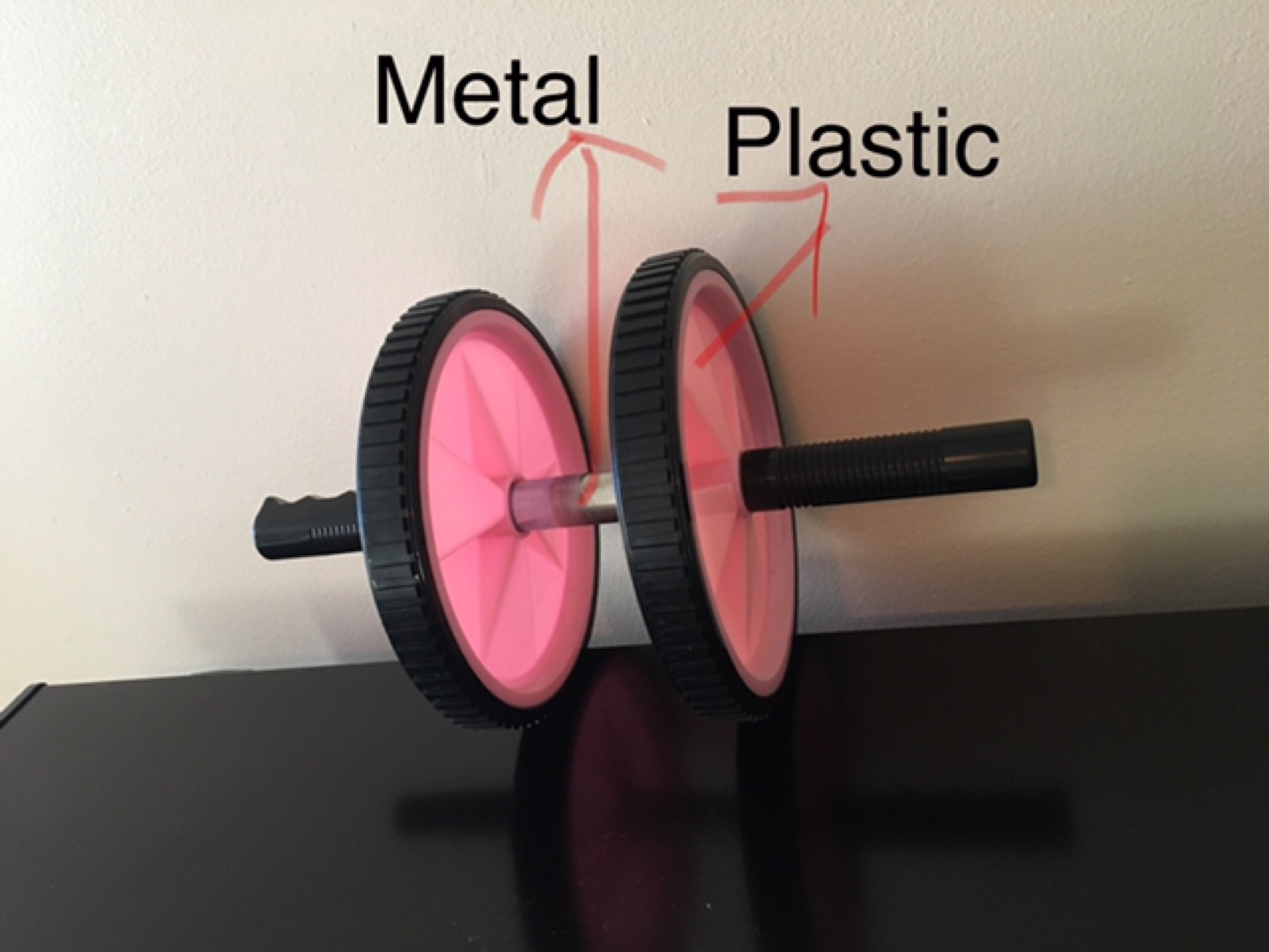 Pink Ab Roller Wheel with Black Handles - photo 2