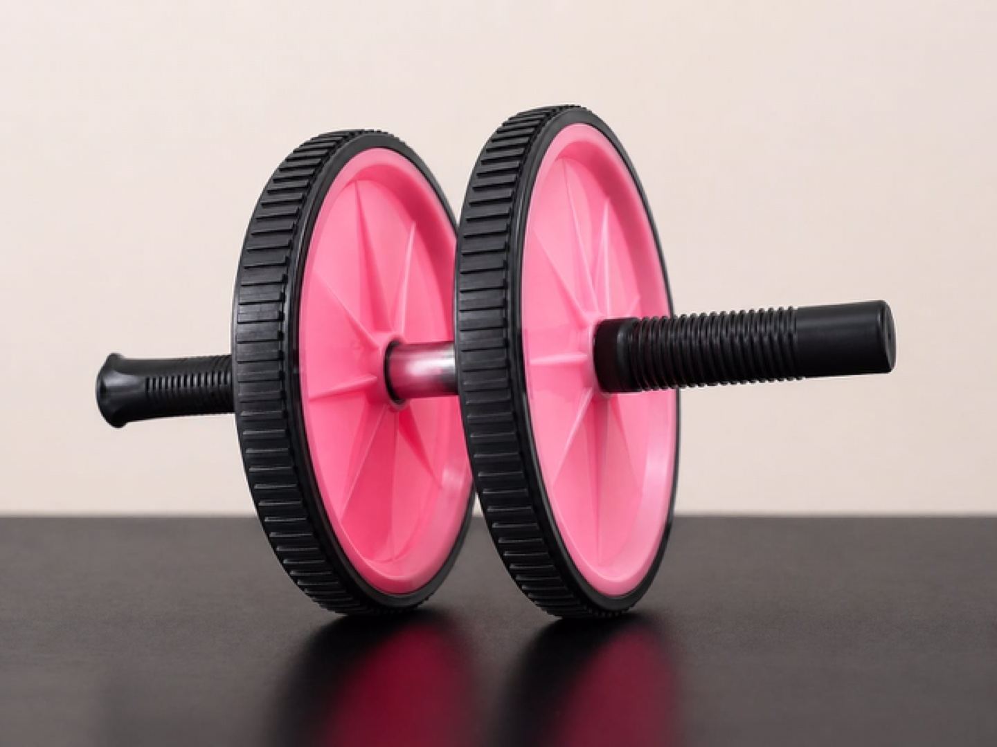 Pink Ab Roller Wheel with Black Handles