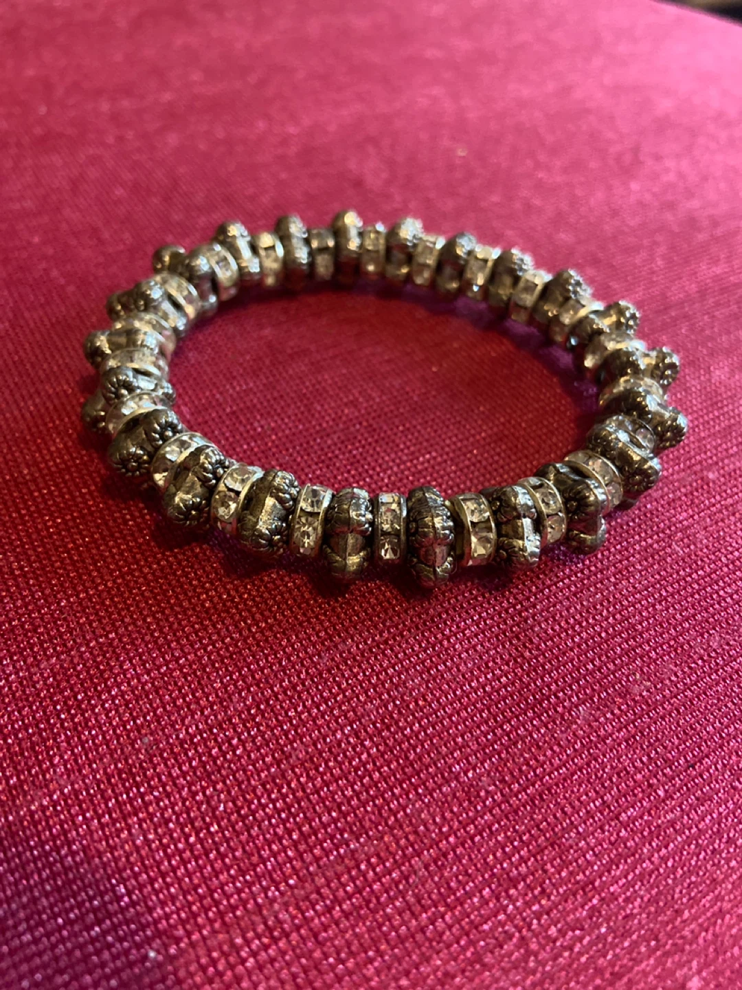 Silver Tone Beaded Stretch Bracelet